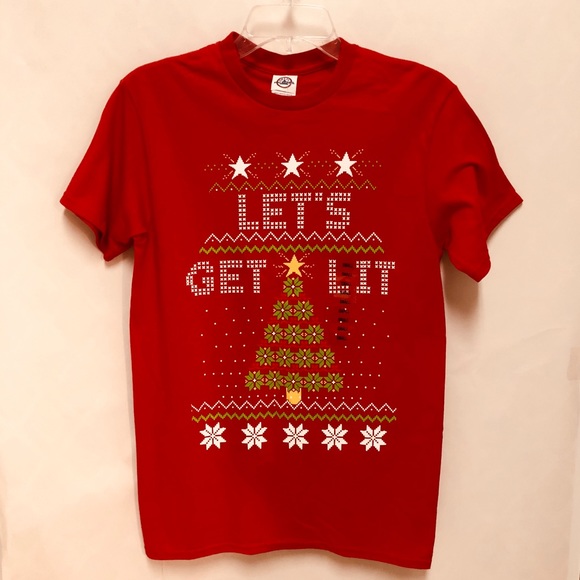 Unisex LET’S GET LIT Christmas Graphic Tee - Picture 2 of 6